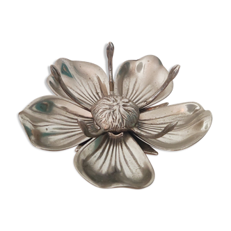 Silver metal flower ashtray