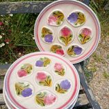 4 oyster plates 1960/70 floral decoration by MBFA Pornic