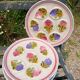 4 oyster plates 1960/70 floral decoration by MBFA Pornic