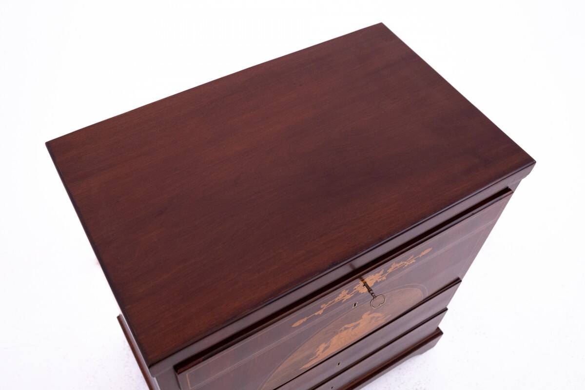 Inlaid antique chest of drawers, Northern Europe, around 1870. After renovation.