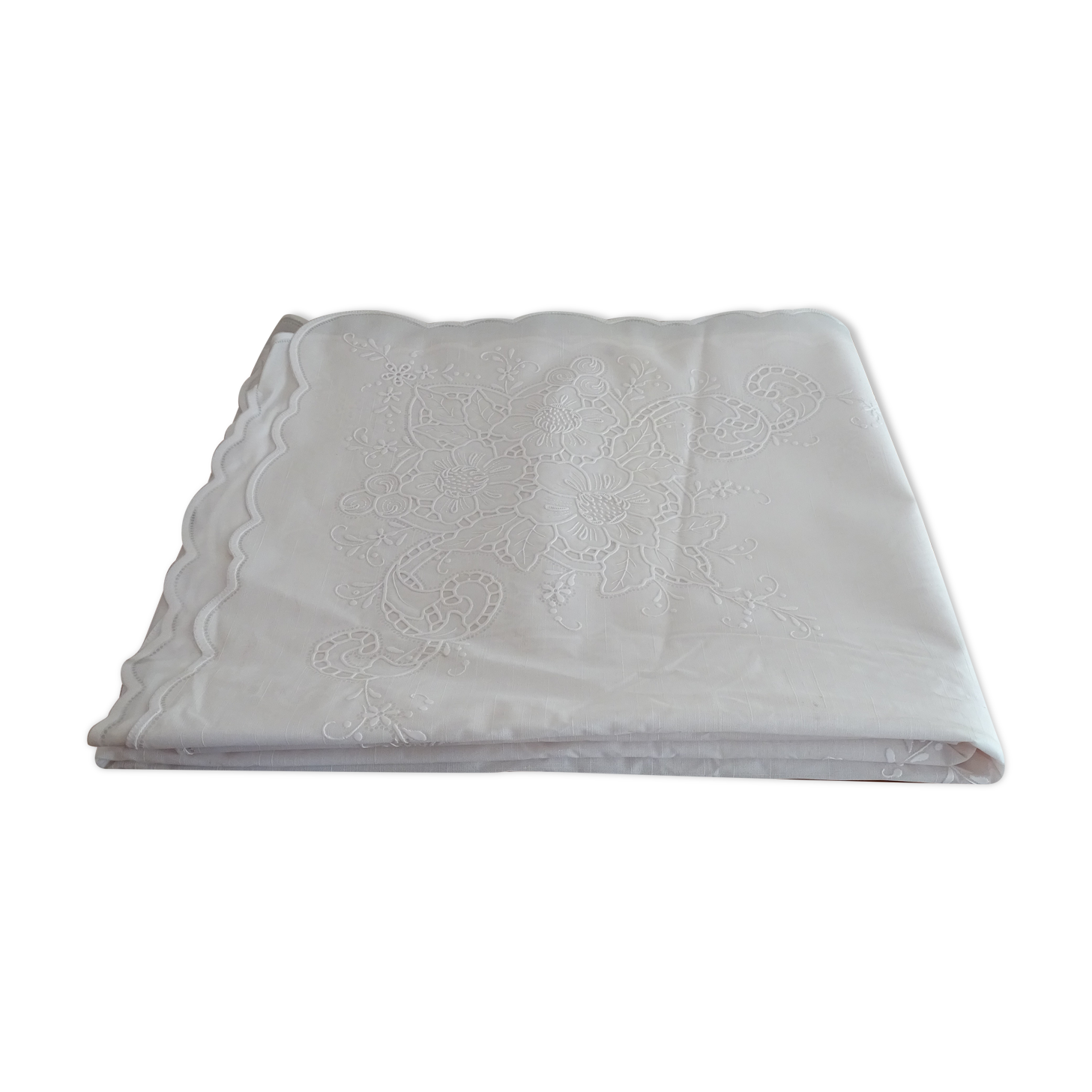 Oilcloth 260 x 150 white flower patterns