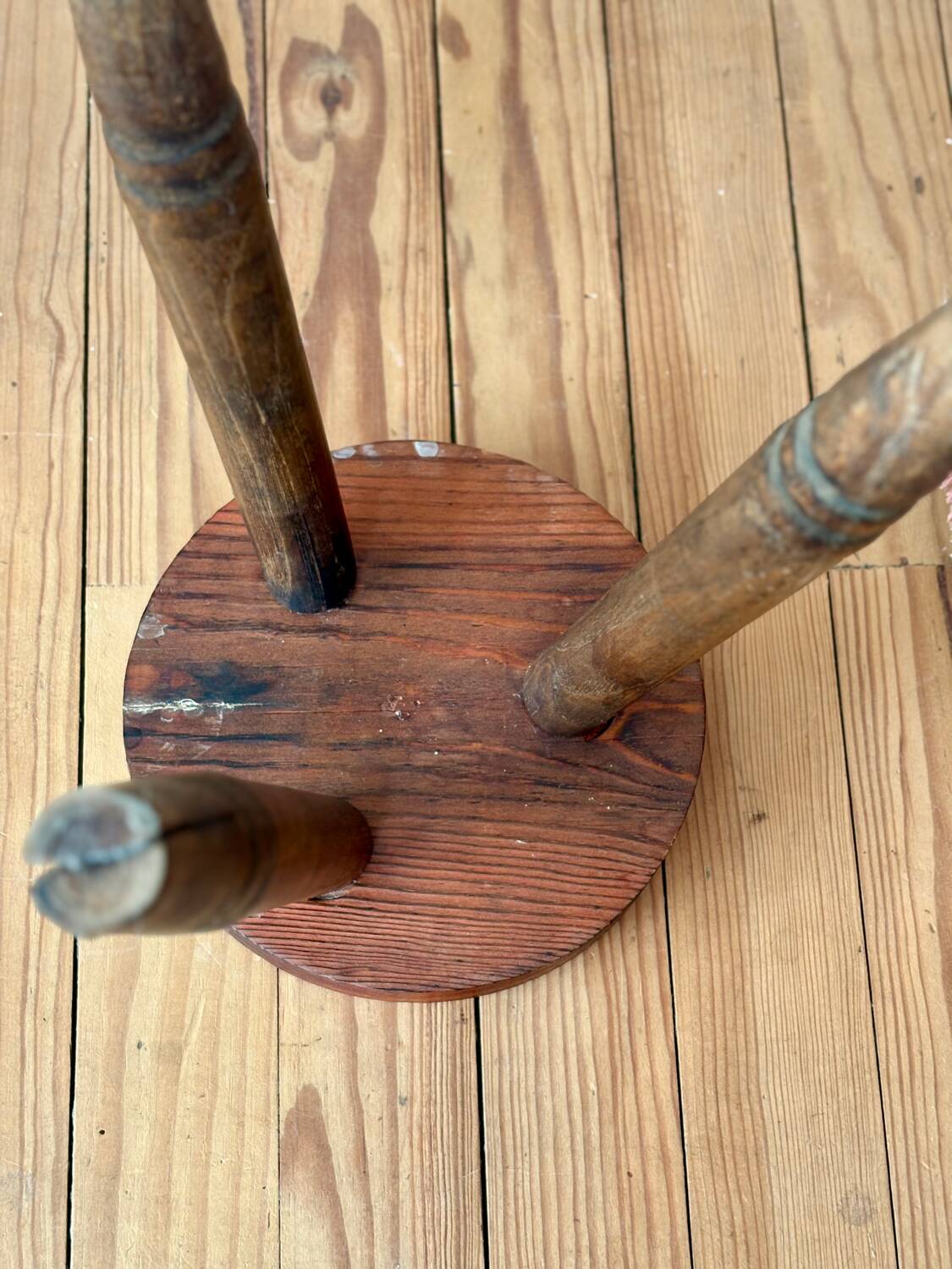 Vintage wooden tripod stool