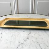 Plat à cake en céramique émail vert salins modèle "capvern" années 60-70