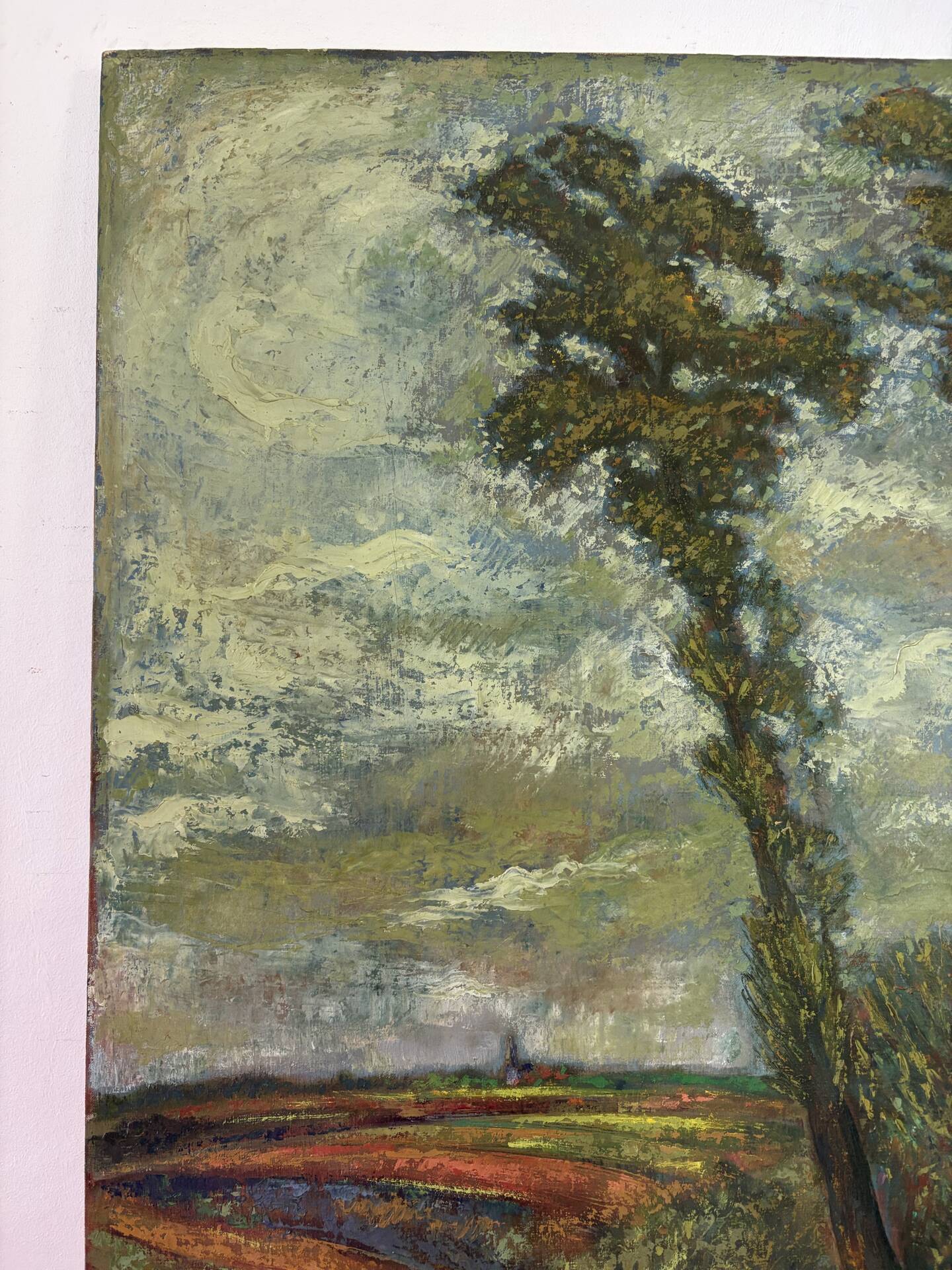 Sous un ciel d’orage, huile sur toile signée