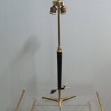 Leather-covered brass table lamp by Jacques Adnet 1950s