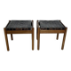 Pair of stools, leather and wood, 1960'