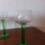 Crystal liqueur glass green foot grape pattern