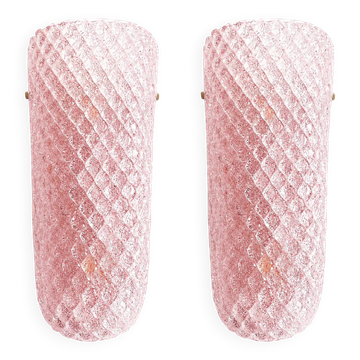 Set of 2 Murano glass wall sconces "Graniglia" in pink diamond shape by SimoEng.