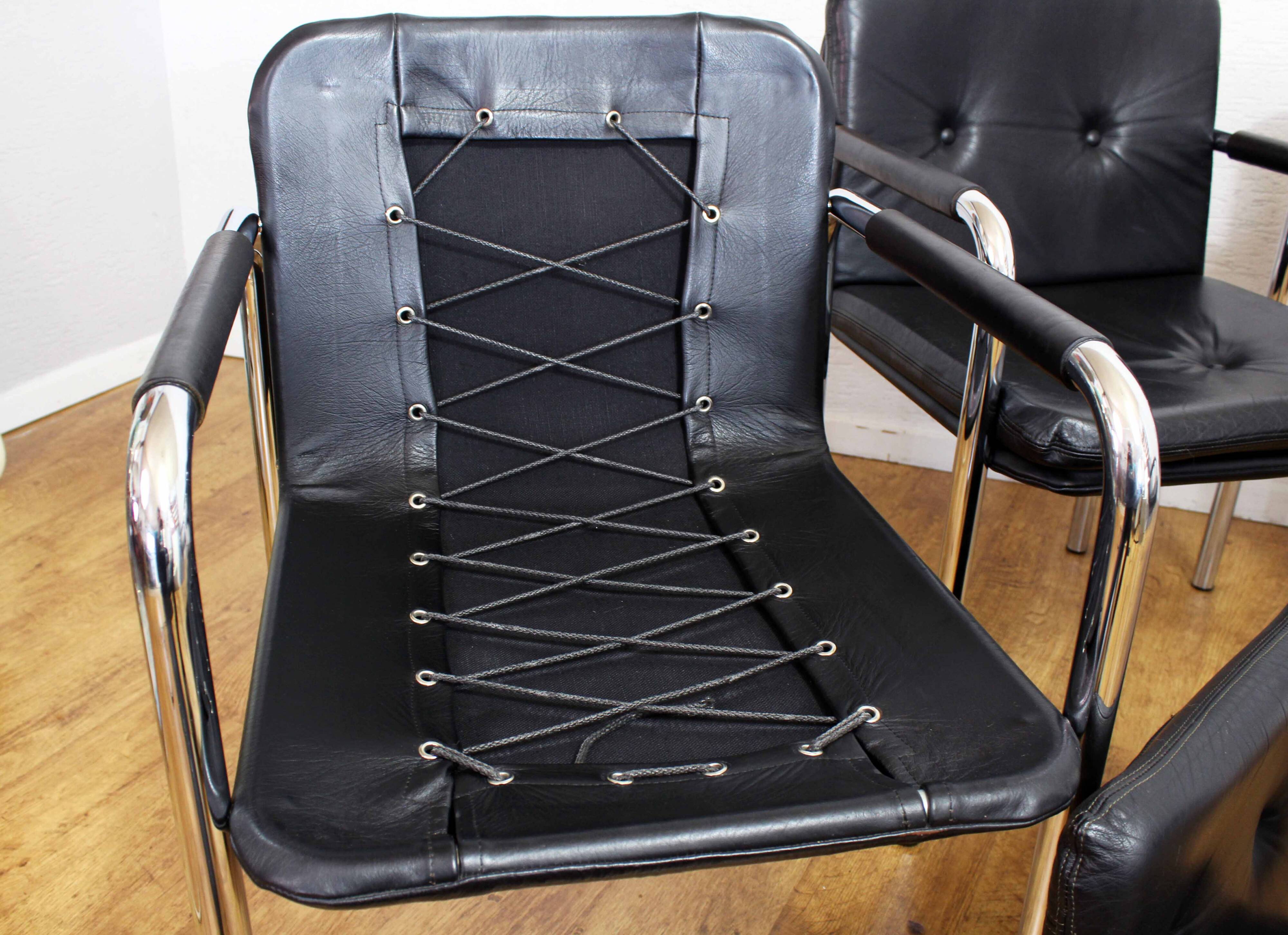 Set of 4 Bauhaus leather armchairs