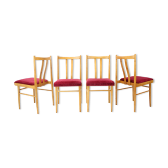 Ensemble de quatre chaises de salle à manger des années 1970, Tchécoslovaquie