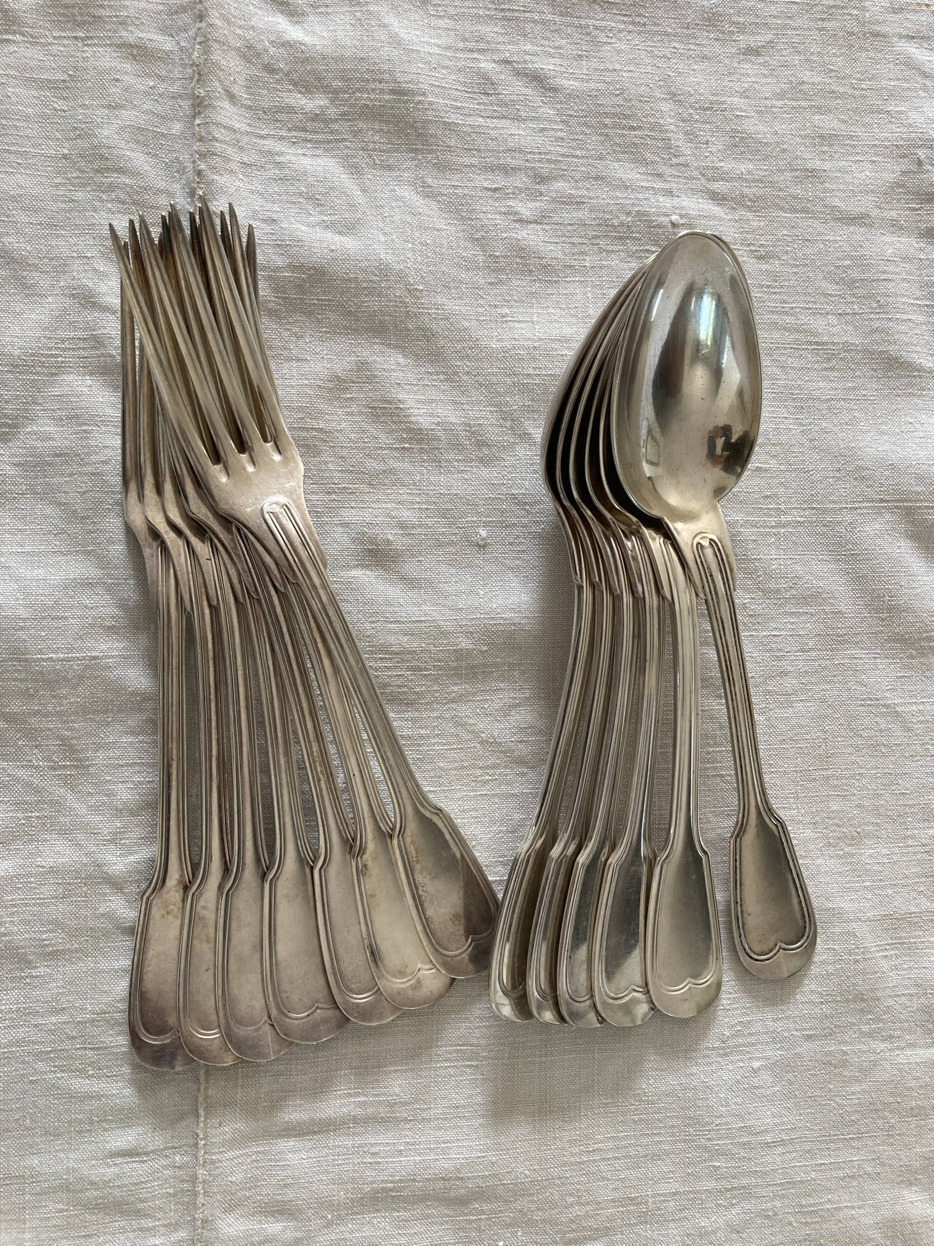 6 silver metal cutlery mesh model