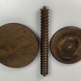 Brutalist Wood Turned Wine Press Side Table in the style of Charles Dudouyt