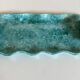 Wavy turquoise glazed earthenware plate 1960 Provence