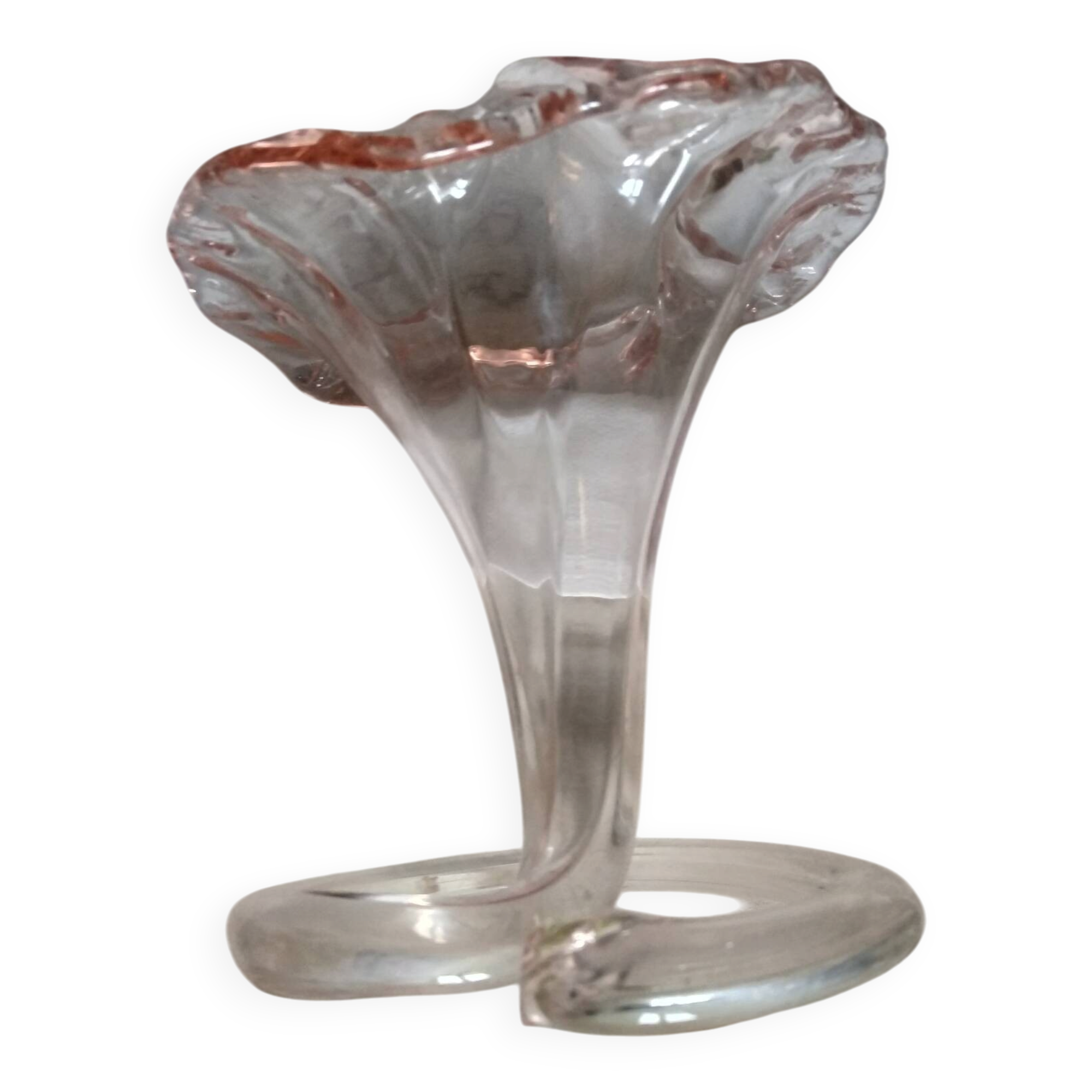 Pink glass trumpet vase in Murano or Empoli style.