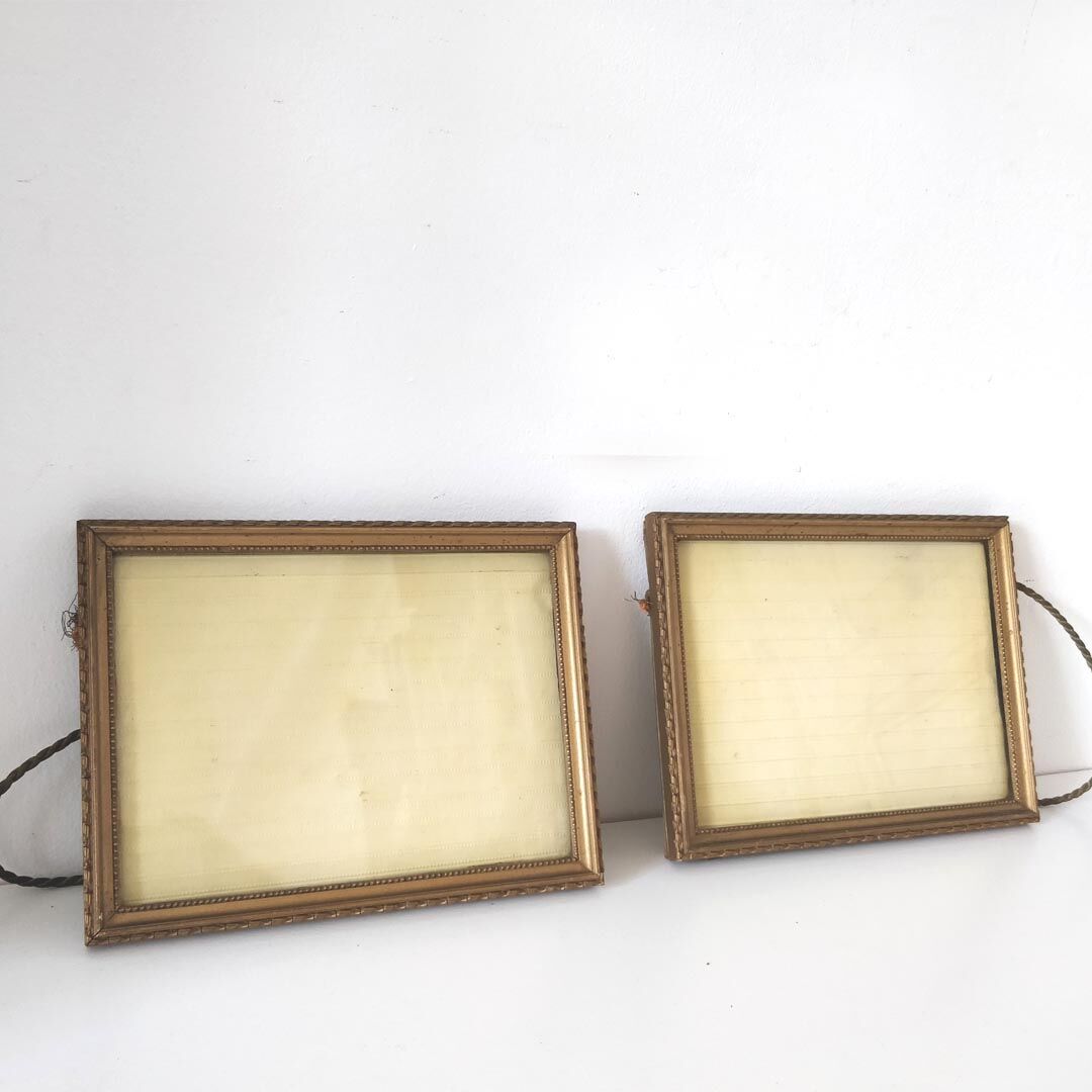 Pair small frames gilded wood 22 by 17cm