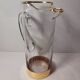 Vintage Engraved Glass & Crystal Pitcher with Duck and Reeds, Gilding