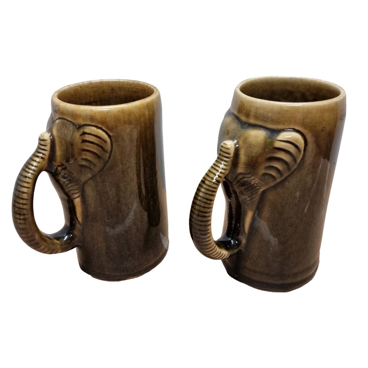 Vintage Thai Celadon Mugs Elephant, from the 60s