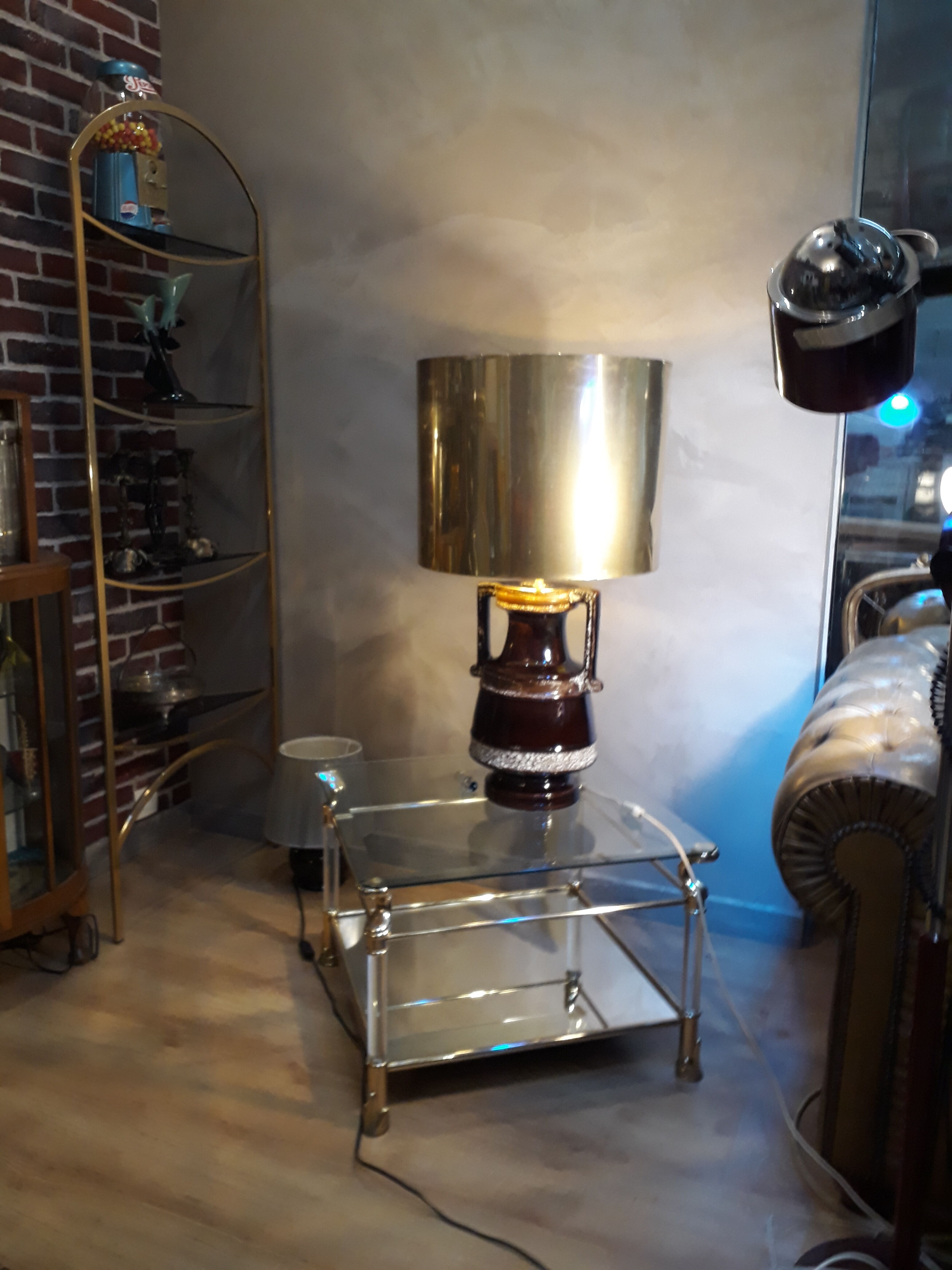 1970s amphora lamp lamp with brass lampshade