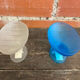 Set of 6 zig zag design ice cream bowls la rochere frosted glass france