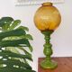 Mid-century italian yellow & green wood and glass table lamp