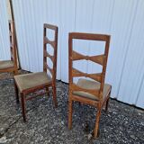 Set of 6 modernist chairs in solid oak with high backs from the 50s