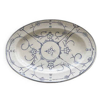 Vintage blue and white ceramic oval dish