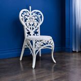 Peacock heart chair, white rattan, 1970s