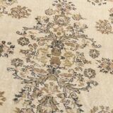 7x9 Cream & Green Floral Pattern Vintage Area Rug, 202x278Cm