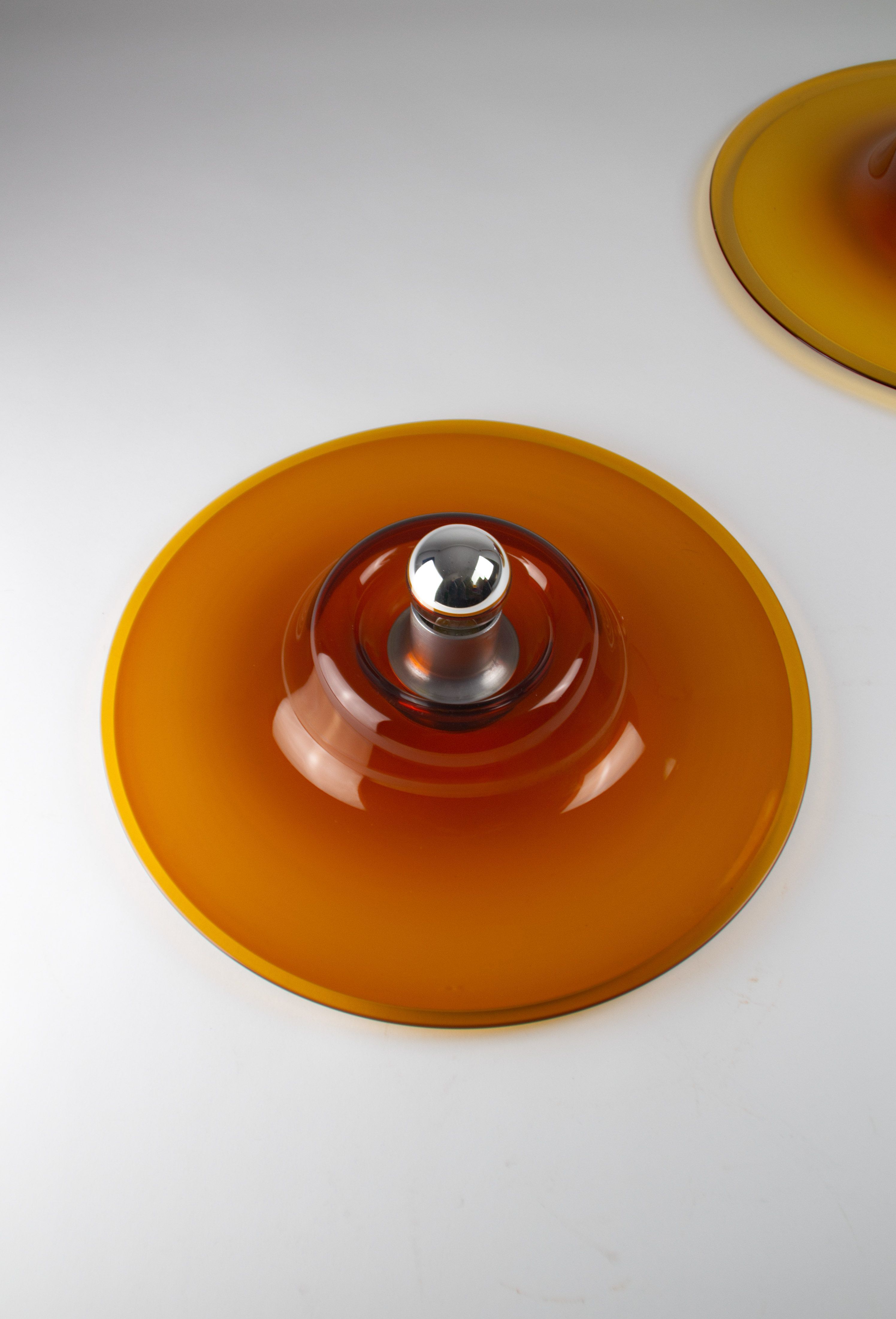 Pair of wall sconces by Pierre Cardin for Venini, 1960s, Italy.