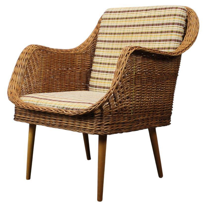 Rattan armchair from the 1970s by Uluv, Czechoslovakia