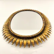 Vintage Sun Mirror in gold metal 1960s