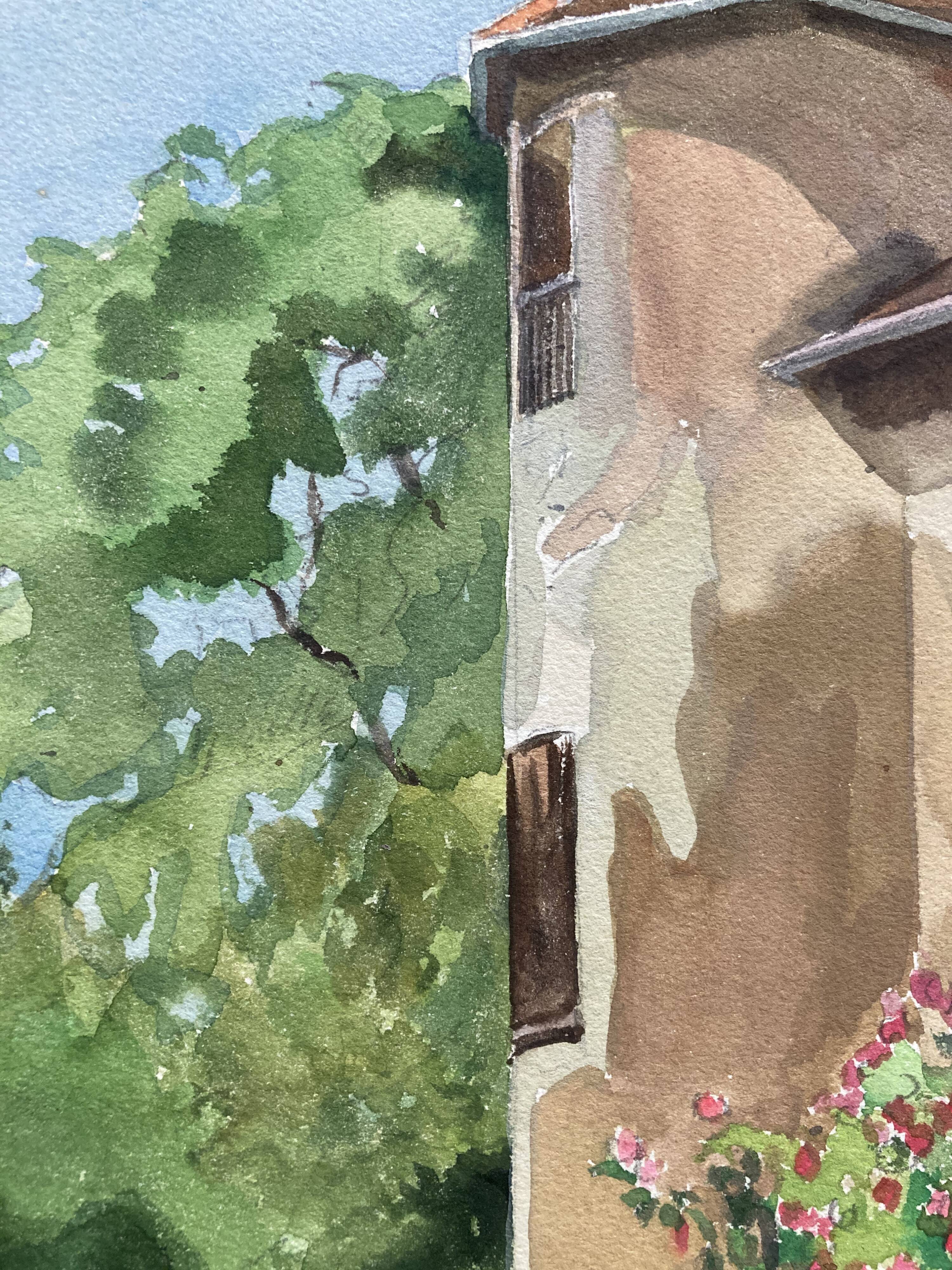 Vintage turret watercolor signed