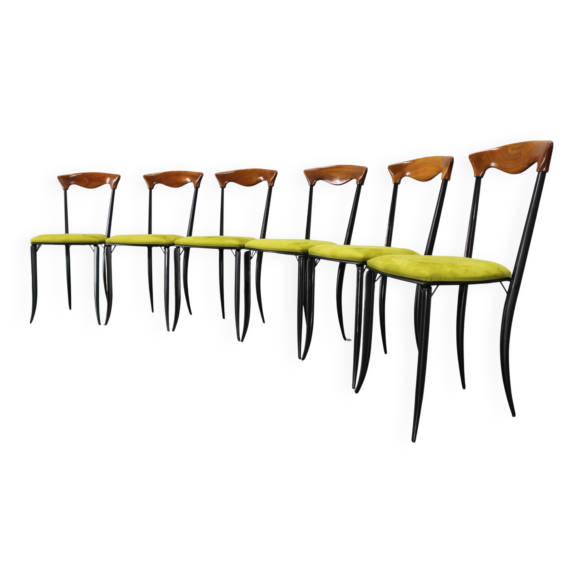 1970s set of eight Charme dining chairs by Fasem, Italy