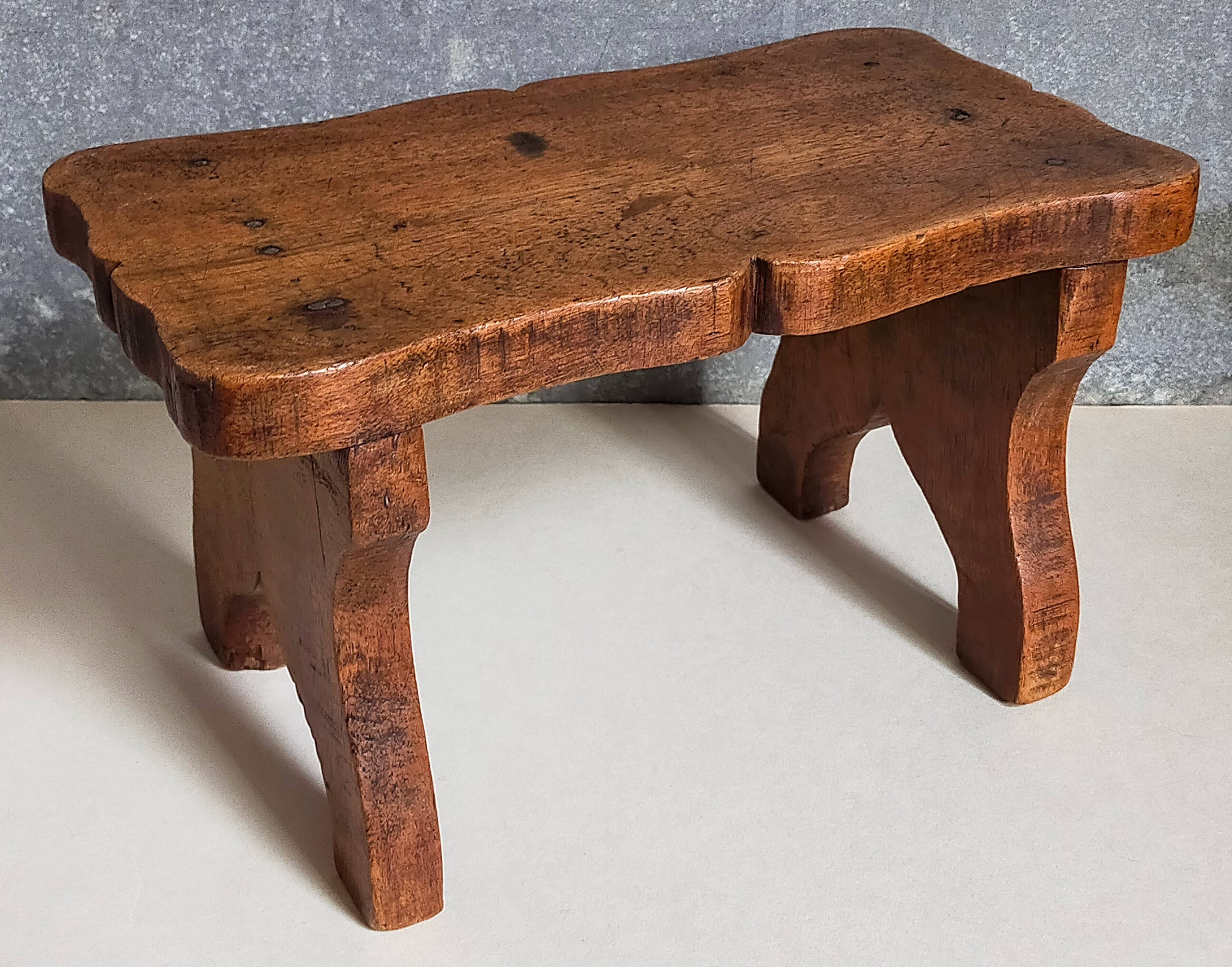 Old solid wood footrest stool