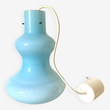 Vintage blue opaline pendant light, 1960s