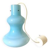 Suspension vintage en opaline bleue , 1960