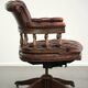 English cowhide Chesterfield swivel and tilt button seat office chair