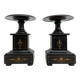 Antique French black marble cassoulets gilt decor pedestals neoclassical pair, 1900s
