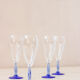 4 flutes à champagne - pied bleu