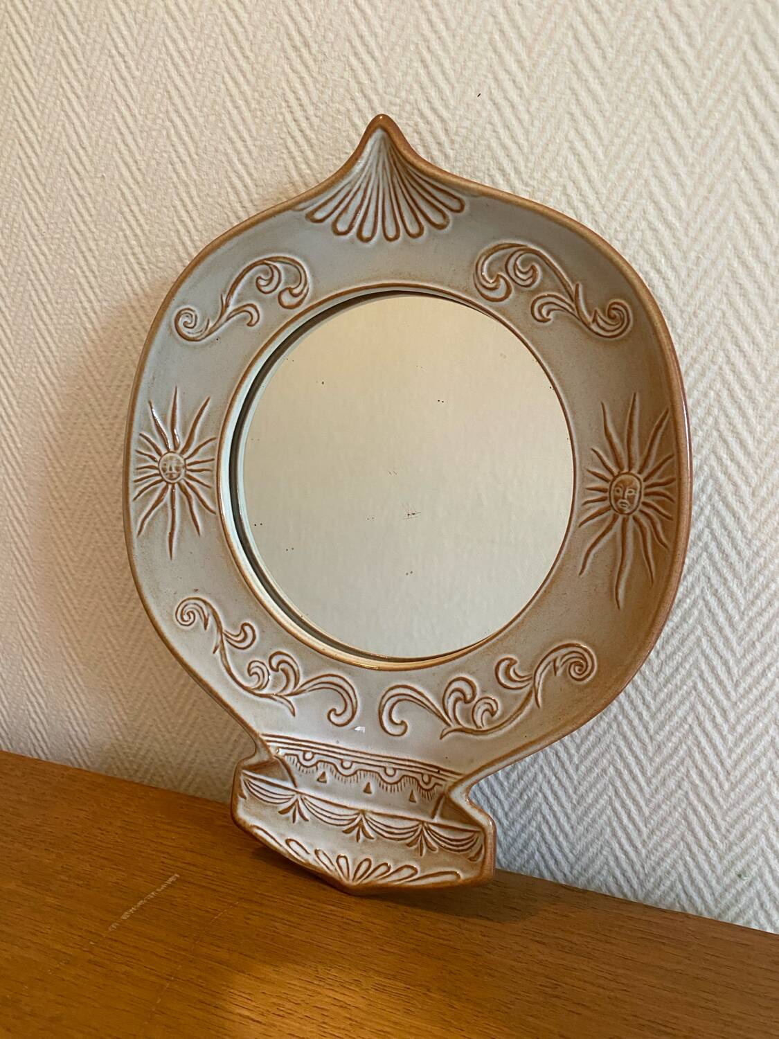 Miroir vintage en ceramique années 1960