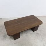 1960s Brutalist style rectangular coffee table with cut corners