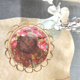 Rattan and floral fabric basket worker