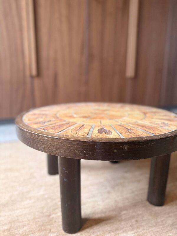 Table basse herbier vintage en céramique par Roger Capron Vallauris