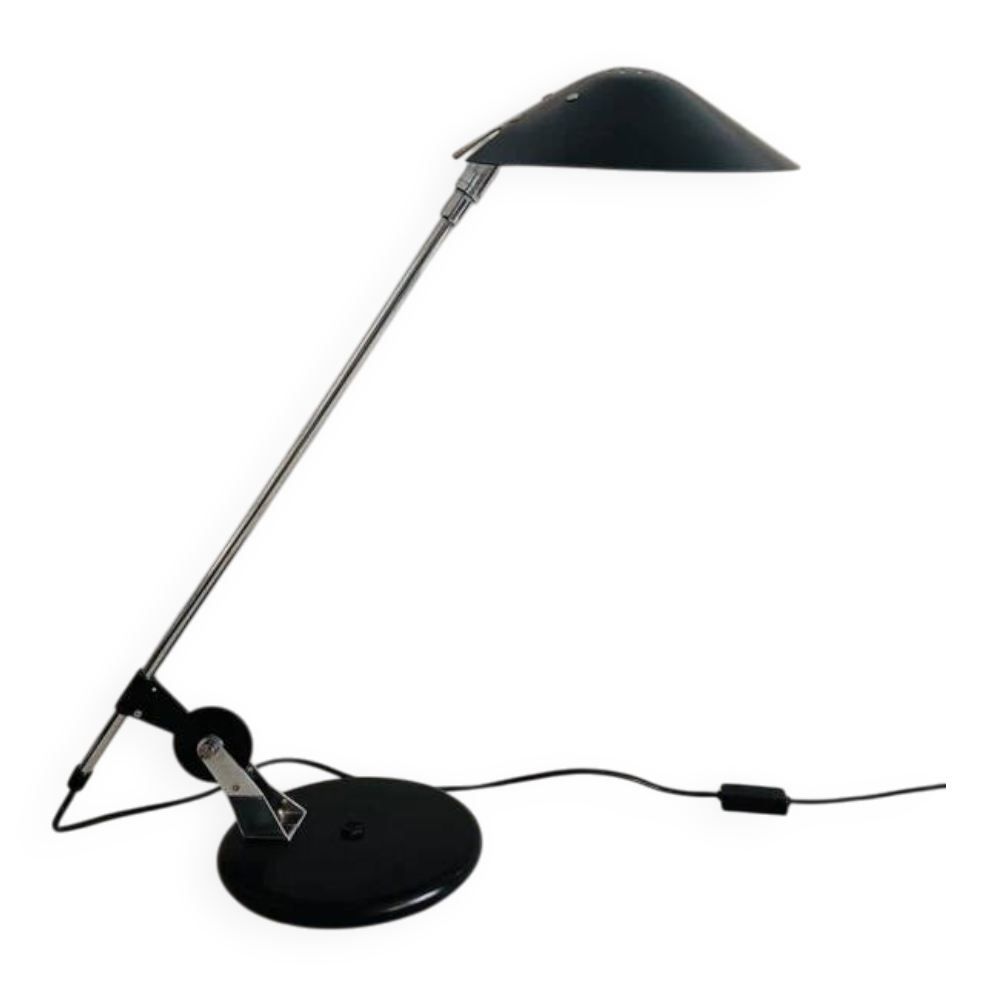 Lampe vintage postmoderne Aluminor noir et argenté