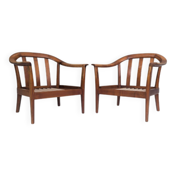 Mid-Century Wilhelm Knoll Cherry Wood Armchairs, Germany, 1960s