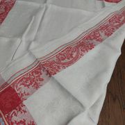 Antique red and white damask thread tablecloth ten napkins 150 X 190 cm