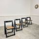 4 chaises vintage pliantes en bois et cannage