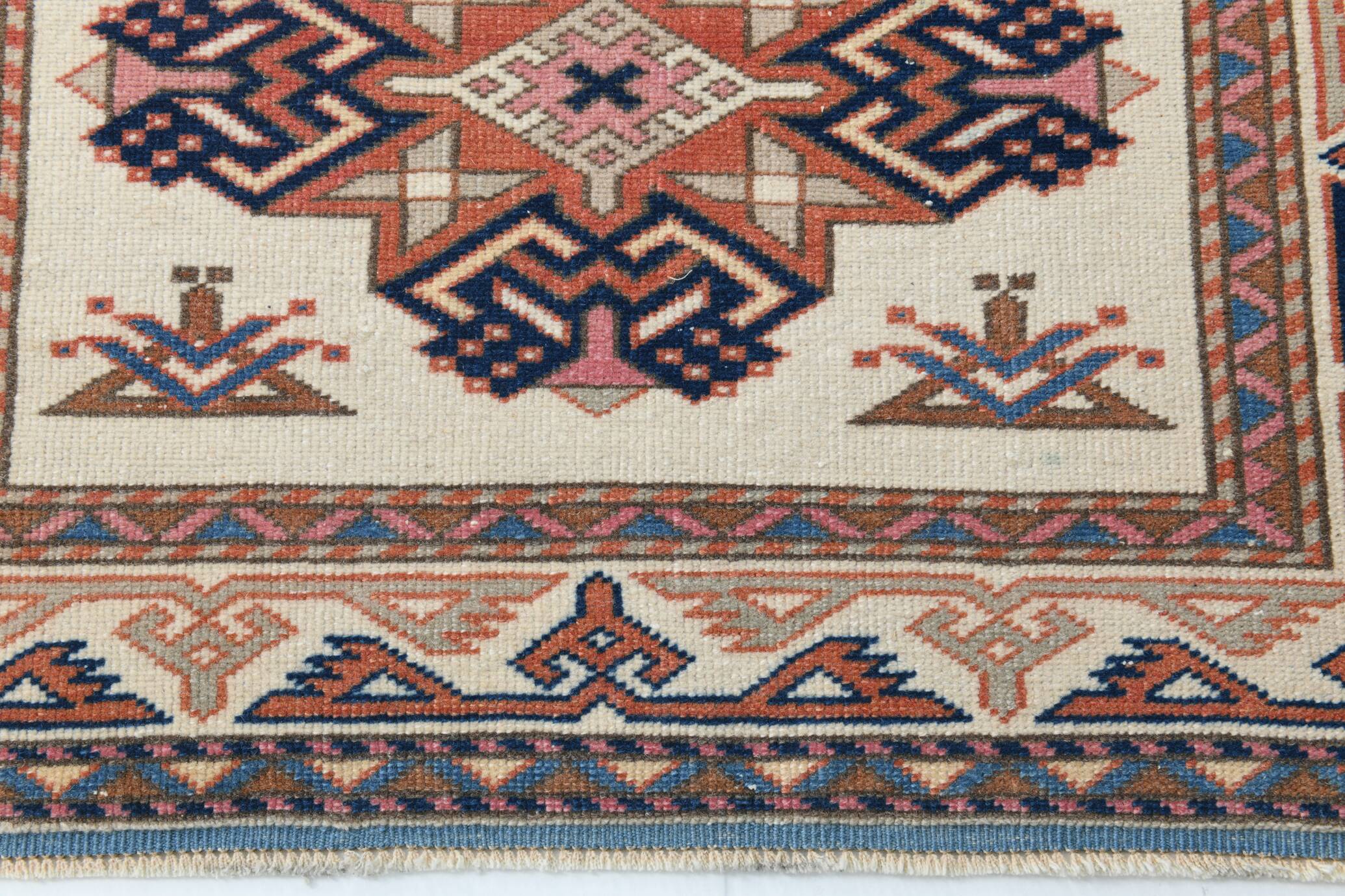 3x10 Navy Blue & Cream Persian Runner Rug, 98x321Cm