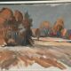 Original Swedish Oil on Canvas – “Red Autumn” by Knut Måsö (1926–2016) – Signed – Vintage & Framed – 57 × 44 cm (22.4" × 17.3")