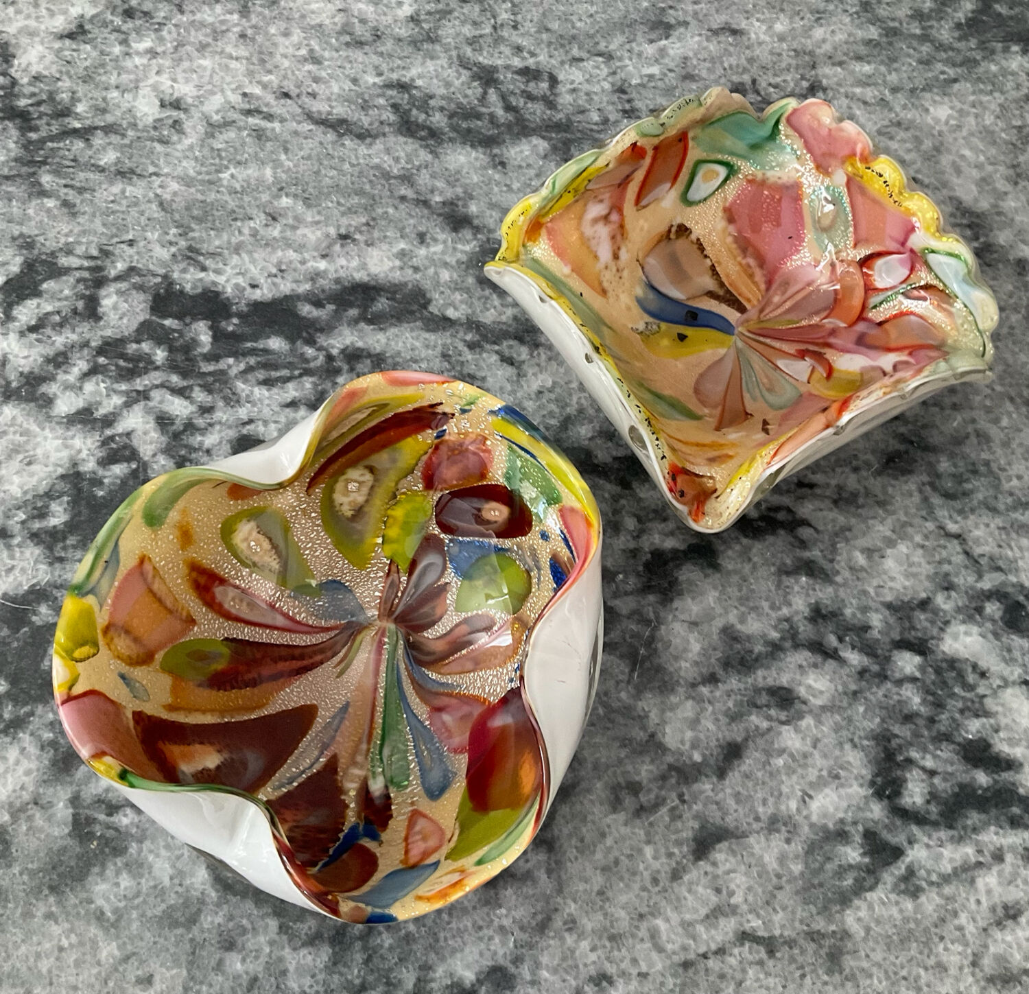 Pair of vintage Murano glass pocket trays